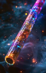 A vibrant, cosmic tube glows amidst a starry background, showcasing swirling colors and ethereal light patterns.