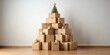 © Watcharapon - Christmas tree made of cardboard boxes, Christmas, tree, cardboard, boxes, holiday, decor, DIY, craft, eco-friendly