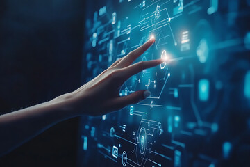 hand touching screen