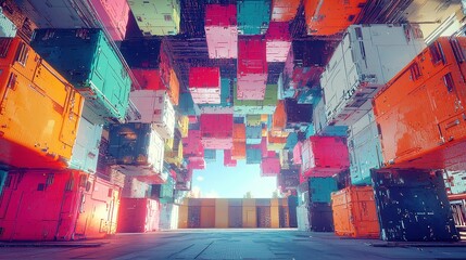 Poster - Vibrant Pixel Mosaic for Digital Spaces, a lively 3D backdrop featuring a colorful mosaic design, ideal for enhancing web aesthetics and industrial-themed decor.