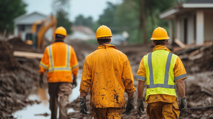 Construction Workers Cleaning Up After a Disaster