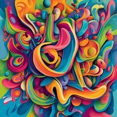 Poster - Abstract Colorful Swirls and Shapes Background