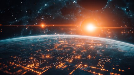 Planet concept of futuristic technology 