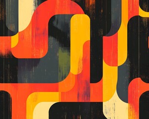 Poster - Abstract Geometric Pattern with Orange  Yellow and Black Colors