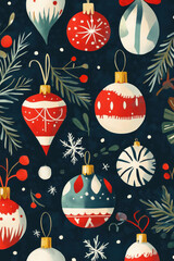 Canvas Print - Christmas ornaments on a dark background.