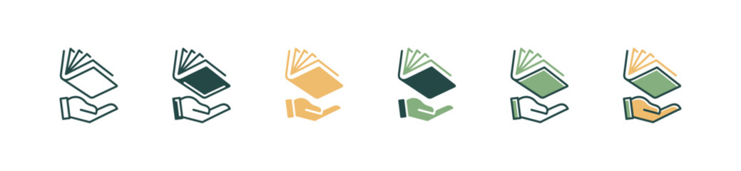 Aufkleber - hand hold open book icon set business school study learning education reading book signs vector illustration for web and app