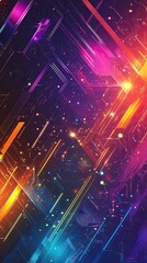 Fototapete - Abstract colorful lines and lights on a dark background.