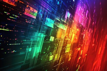 Aufkleber - Colorful abstract digital background with vibrant patterns.
