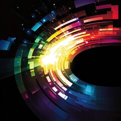 Poster - Colorful abstract digital wave with vibrant light effects.