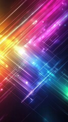 Fototapete - Colorful gradient lines on a dark background, abstract design.