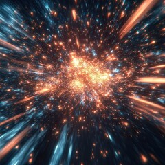 Poster - Dynamic cosmic explosion showcasing bright stars and vibrant colors, creating a mesmerizing visual of the universe.
