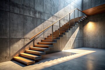 Poster - Shadow Light Stair Overlay on Cement Wall - Perfect Interior Background for Product Display