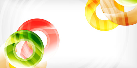 Aufkleber - Bright colorful circles with light effects. Abstract background