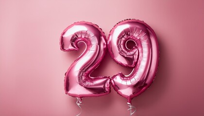 29 number made of pink balloon, copy space	