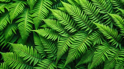 Aerial natural pattern background of green fern leaves