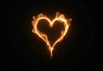 Wall Mural - a flame of fire in the shape of a heart on a black background