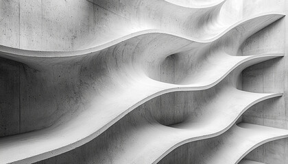 Wall Mural - Futuristic architecture with smooth wave shape decoration indoors generated by AI