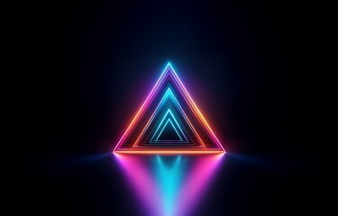 Aufkleber - a neon triangle with orange, pink, and blue glow in the dark.