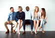 © Koegelenberg Coop/peopleimages.com - Smile, business and people in row at office for job interview, recruitment and hiring on white background. Employees, candidates and human resources for career opportunity, development and vacancy