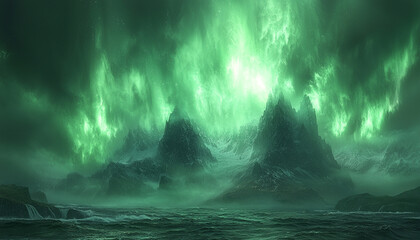 Wall Mural - majestic mountain landscape under starry night sky mystery generated by ai