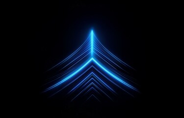 Aufkleber - Abstract glowing blue lines form an arrow shape against a black background.