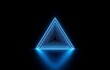 © joeycheung - A blue glowing neon triangle with a reflection on a dark background.