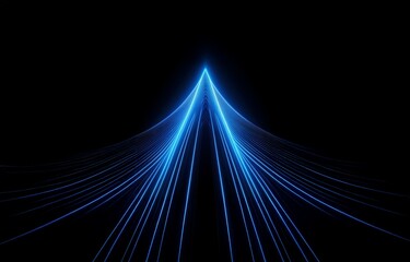 Poster - Abstract background of luminous blue lines forming a pointed shape on a black background.