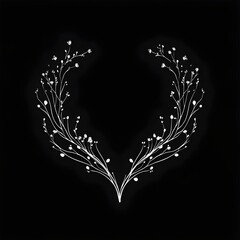 Canvas Print - Beautiful floral heart on black background for wedding photographer