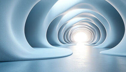 Wall Mural - Futuristic corridor with vanishing point, modern architecture shape generated by AI