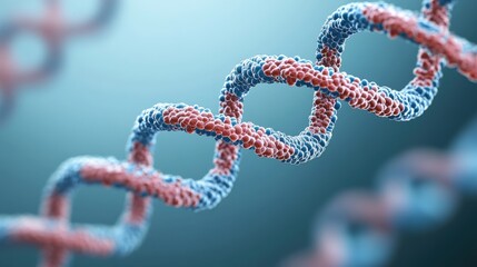 Detailed view of DNA strands twisting and forming, scientific illustration in a lab setting