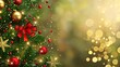 © 笑笑 刘 - On a dark background are Christmas tree decorations, snowflakes, and a Christmas tree. In the center, in gold, is written 'Merry Christmas'