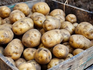 Organic Potato Perfection: A Tray of Fresh Spuds at 4:3