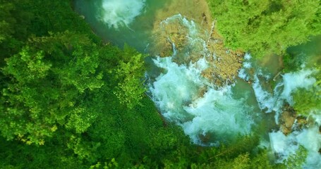 Wall Mural - Aerial view of The green river flows through the villages and rice fields.
Aerial top view of amazing Yellow and green rice terraces
beautiful sky in sunrise above the mountains 