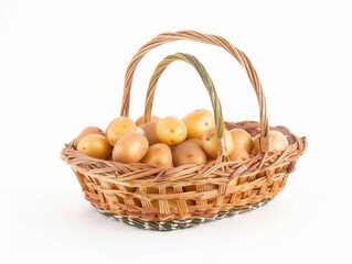 Perfectly isolated: Potato basket on white background in 4:3 aspect ratio