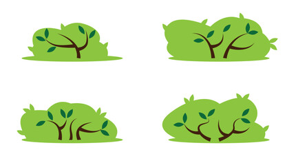 Poster - Set of Green Bushes Flat Style. Plants and nature concept vector art
