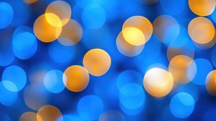 Wall Mural - golden blue bokeh lights background for festive occasions