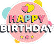 © Denys Koltovskyi - Happy birthday greeting label design. Vector Illustration