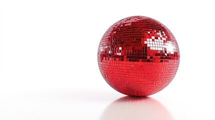 Disco red ball on white background