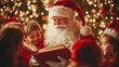 © Greg Kelton - Santa Reading a Story to Children Surrounded by a Festive Christmas Tree in Winter
