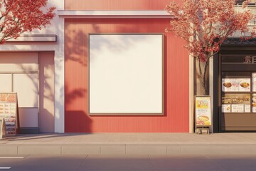 Wall Mural - blank billboard on a red building in an urban setting
