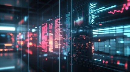 Poster - Digital Wall Display with Data, Charts, and Code