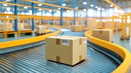 Poster - Automated Sorting System for Warehouse Packages, 3D illustration