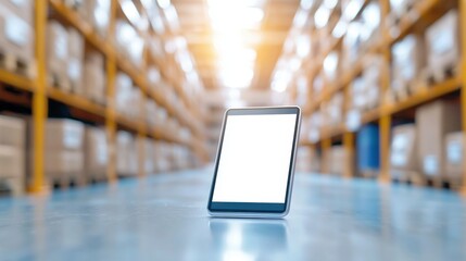 Poster - Digital Device for Inventory Management in Warehouse, 3D illustration