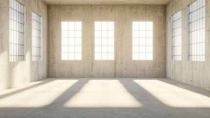 Poster - Spacious Modern Warehouse with Natural Light, 3D illustration