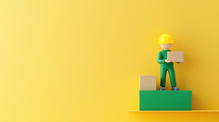 Poster - Worker Sorting Packages Efficiently on Shelves, 3D illustration