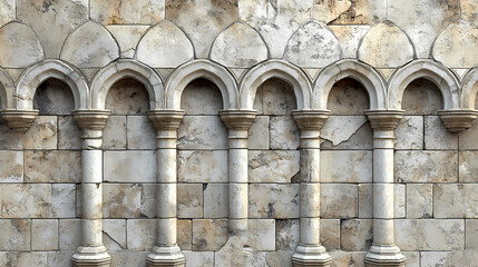 Wall Mural - arabesque mosaic tiles arranged in the shape of a wall. textured, semigloss, blocks stacked to creat