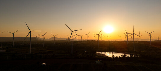 Wind turbines in a wind farm in the countryside