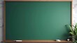 © Blind  - back to school, green chalkboard with frame, Education concepts. green background, a blank green board school, a blank green chalkboard, green chalkboard with chalk