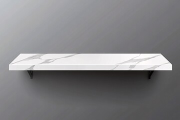 Wall Mural - Modern White Marble Shelf with Black Brackets on Grey Wall