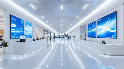 Poster - cutting edge police station reception area with advanced iot technology and smart surveillance a sle